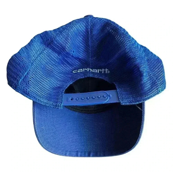 Carhartt Mesh Back Adjustable Snapback Hat Cap Blue Workwear One Size - Picture 4 of 8